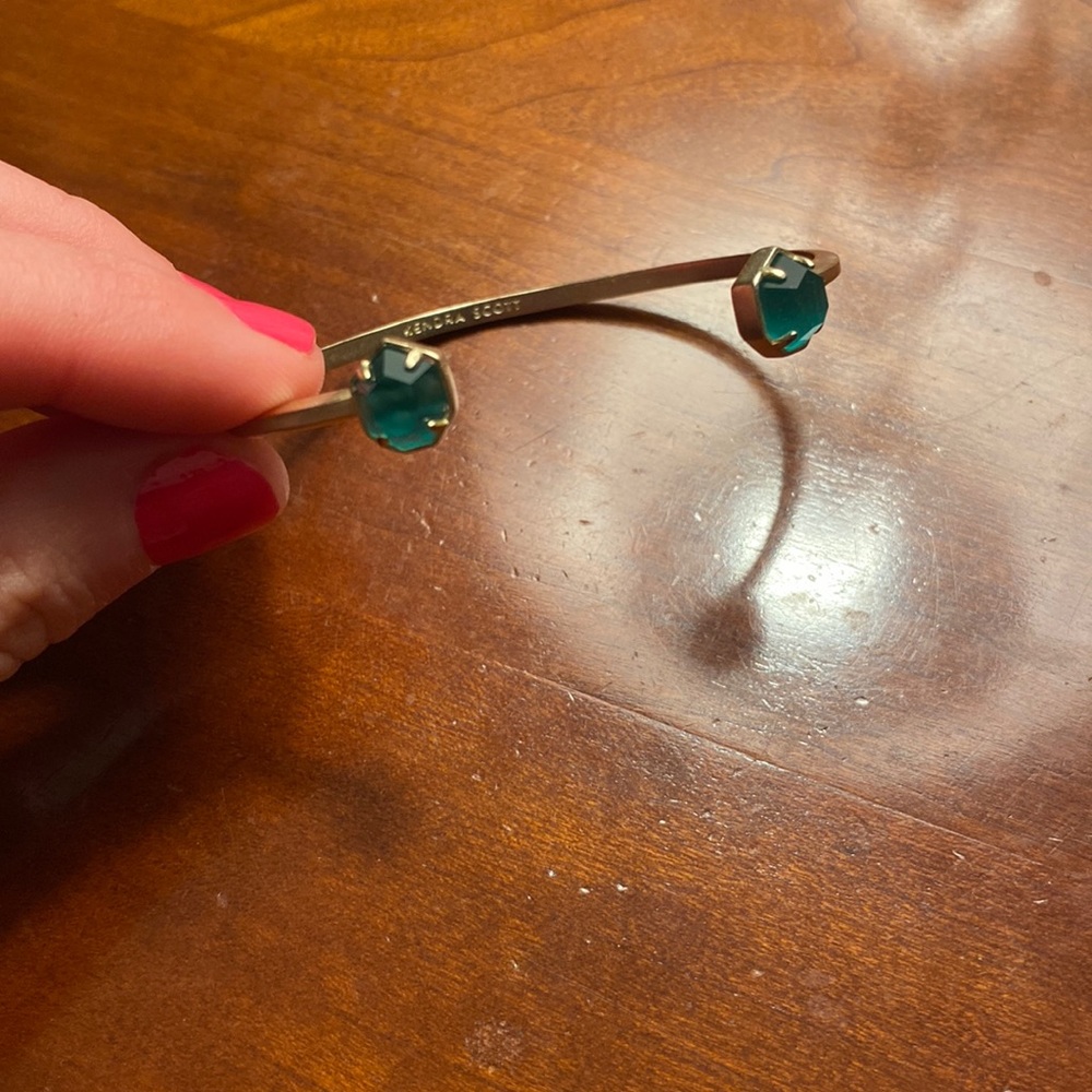 Kendra Scott Elton Gold Cuff Bracelet, Emerald Green